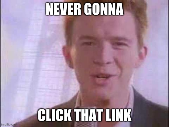 rick roll | NEVER GONNA CLICK THAT LINK | image tagged in rick roll | made w/ Imgflip meme maker