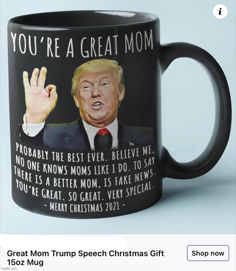 I’m getting this for my mom (not really) (but she would like it) (I don’t like it) | image tagged in trump you re a great mom mug,trump,coffee cup,mug,donald trump,christmas gifts | made w/ Imgflip meme maker