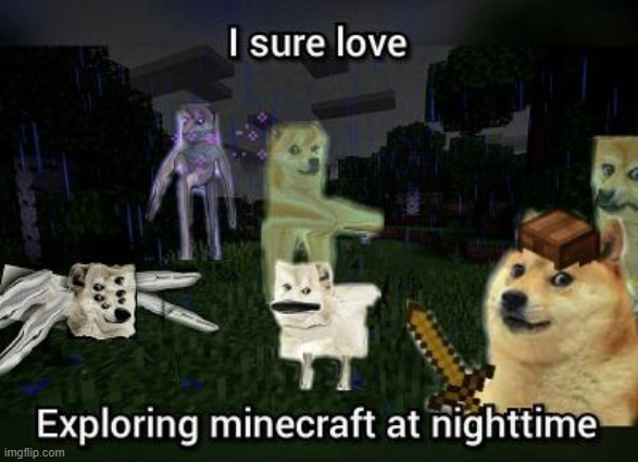 much scary | image tagged in cheems,minecraft,night,scary,much wow | made w/ Imgflip meme maker
