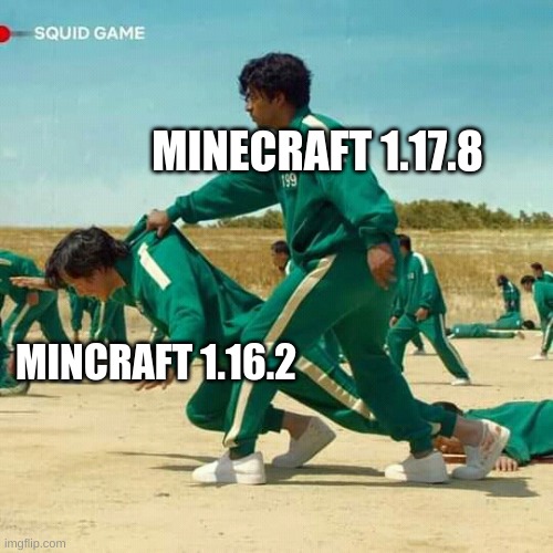 Squid Game | MINECRAFT 1.17.8; MINCRAFT 1.16.2 | image tagged in squid game | made w/ Imgflip meme maker