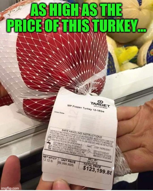 AS HIGH AS THE PRICE OF THIS TURKEY... | made w/ Imgflip meme maker