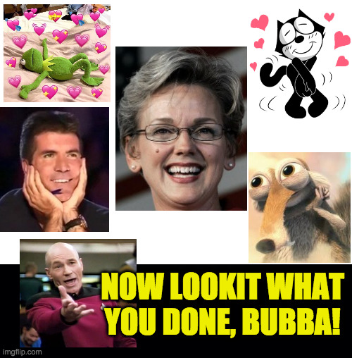 NOW LOOKIT WHAT
YOU DONE, BUBBA! | image tagged in blank white template,black background | made w/ Imgflip meme maker