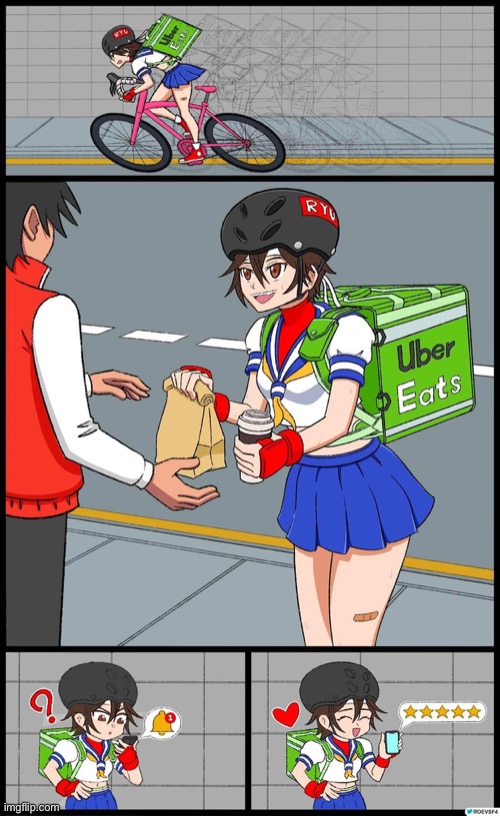 5 stars for speedy service & dem sexy thighs | image tagged in anime uber eats,anime,uber eats,anime girl,bicycle girl,sailor moon | made w/ Imgflip meme maker