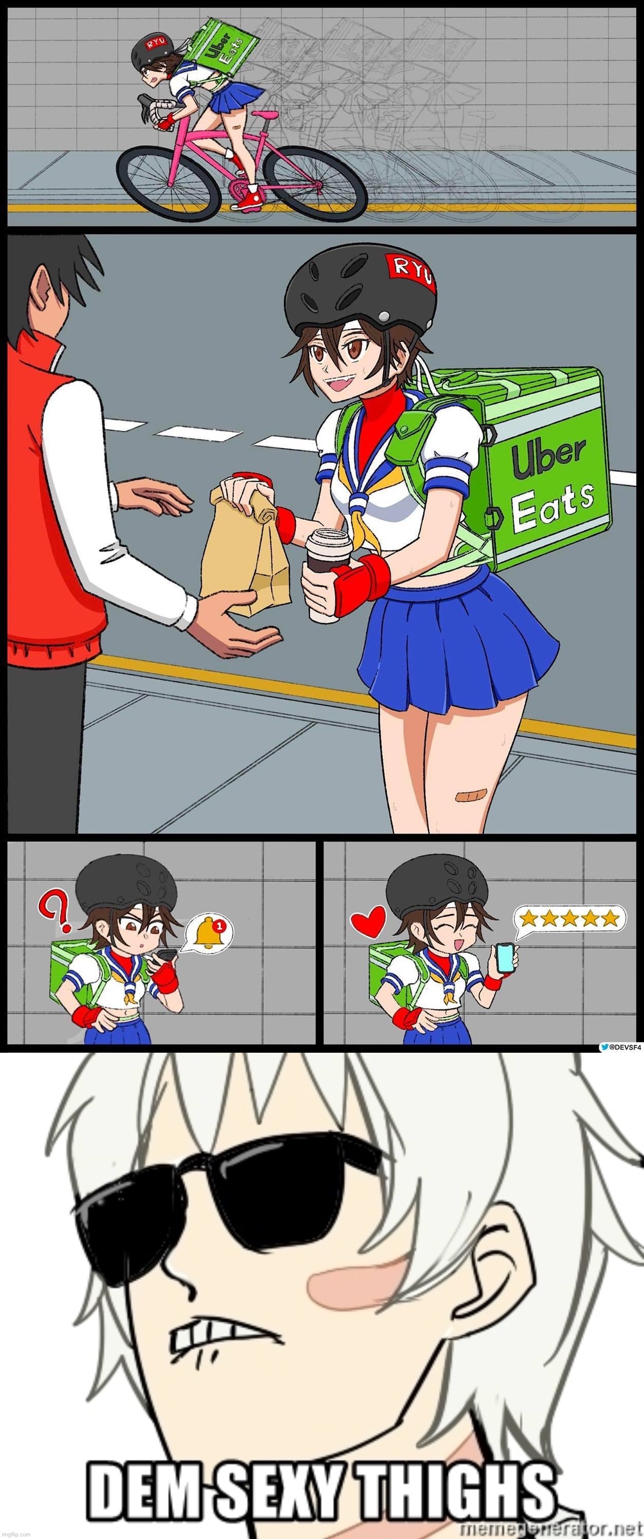5 stars for dem sexy thighs | image tagged in anime uber eats,dem sexy thighs | made w/ Imgflip meme maker