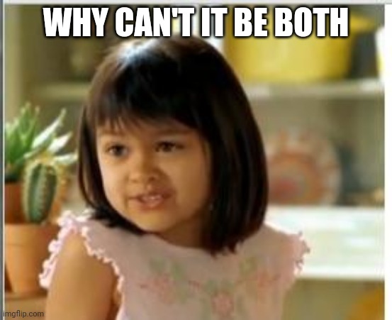 Why not both | WHY CAN'T IT BE BOTH | image tagged in why not both | made w/ Imgflip meme maker