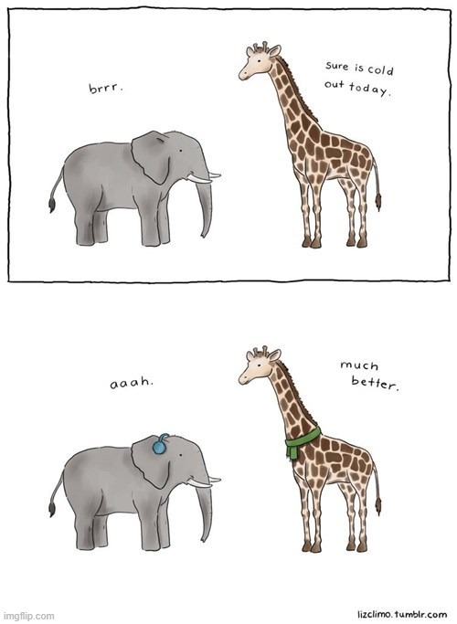yup that's better | image tagged in comics/cartoons,giraffe,elephant,cold,much better | made w/ Imgflip meme maker