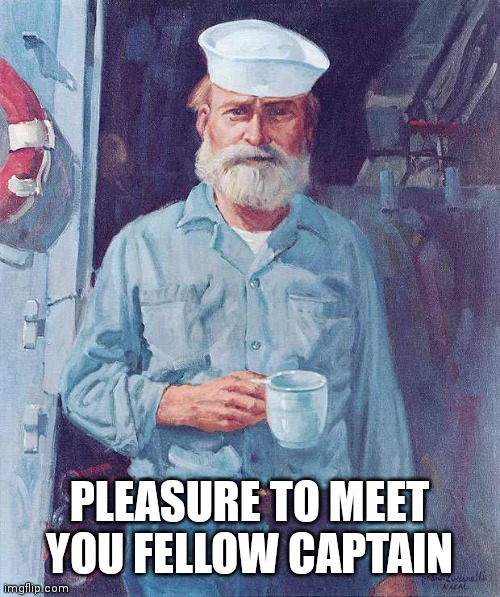 Old sailor  | PLEASURE TO MEET YOU FELLOW CAPTAIN | image tagged in old sailor | made w/ Imgflip meme maker
