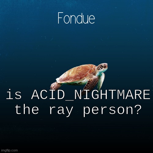 i think i remember that person. | is ACID_NIGHTMARE the ray person? | image tagged in turtle template-fondue | made w/ Imgflip meme maker