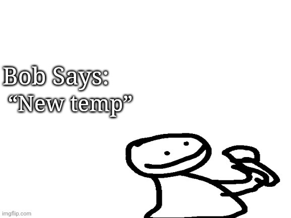 Bob says | “New temp” | image tagged in bob says | made w/ Imgflip meme maker