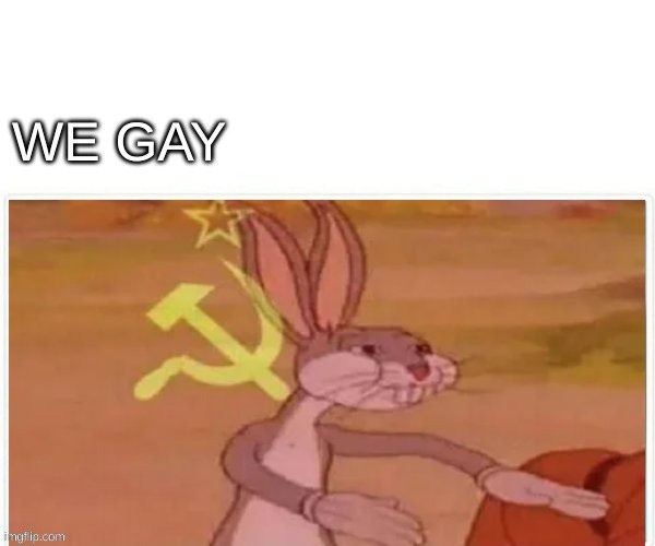 communist bugs bunny | WE GAY | image tagged in communist bugs bunny | made w/ Imgflip meme maker