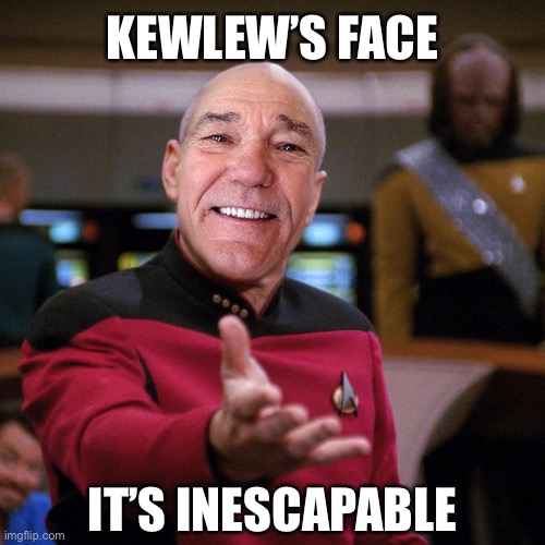 ITS EVERYWHERE | KEWLEW’S FACE; IT’S INESCAPABLE | image tagged in wtf picard kewlew,funny memes,oh wow are you actually reading these tags | made w/ Imgflip meme maker