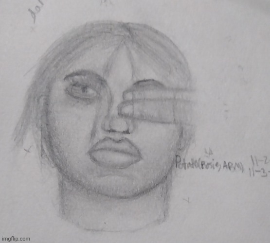 First realistic face drawing attempt | made w/ Imgflip meme maker