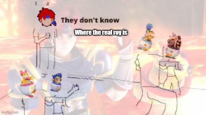 "Hey Guys...Where is roy at?" | Where the real roy is | image tagged in ssbu,poorlymade,nintendo switch | made w/ Imgflip meme maker