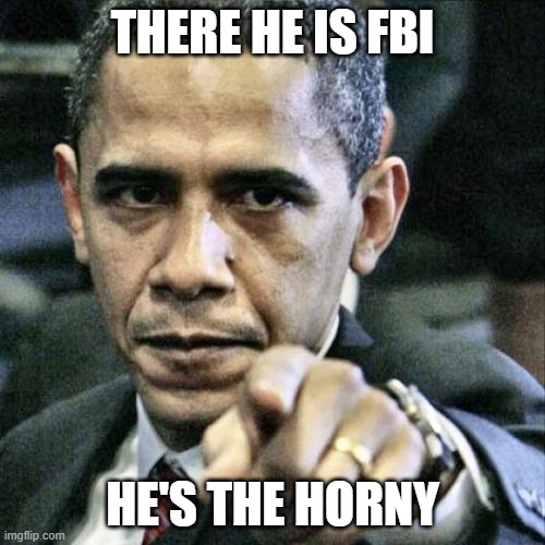 Pissed Off Obama Meme | THERE HE IS FBI; HE'S THE HORNY | image tagged in memes,pissed off obama | made w/ Imgflip meme maker