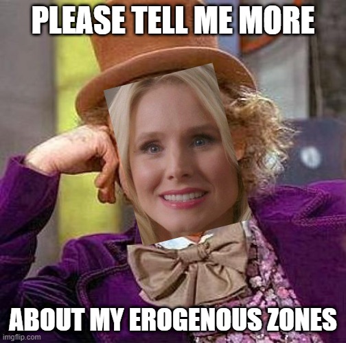 This is the Bad Place | PLEASE TELL ME MORE; ABOUT MY EROGENOUS ZONES | image tagged in creepy condescending wonka,the good place,bad place,mansplaining,sex,elenore | made w/ Imgflip meme maker
