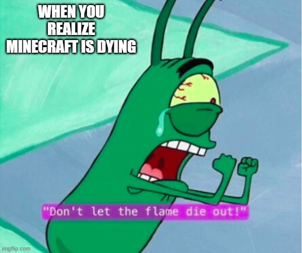 i dont why its dying | WHEN YOU REALIZE MINECRAFT IS DYING | image tagged in dont let the flame die out | made w/ Imgflip meme maker