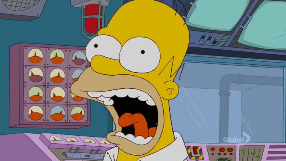 Homer screaming at the power plant Blank Meme Template