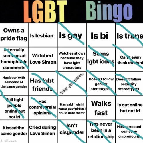 I accidentally submitted this to the fun stream ? | image tagged in lgbtq bingo | made w/ Imgflip meme maker