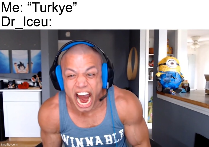 I HATE MY NAME AAAAAAAAA | Me: “Turkye”
Dr_Iceu: | image tagged in tyler1 screams louder as he can,should i apologize,eh,who cares | made w/ Imgflip meme maker