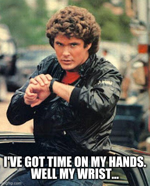 Knight rider watch | I'VE GOT TIME ON MY HANDS.
WELL MY WRIST... | image tagged in knight rider watch | made w/ Imgflip meme maker