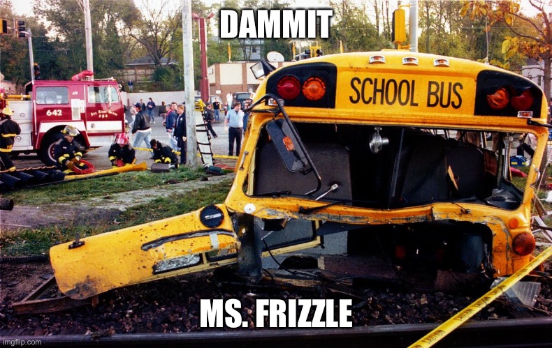 the tragic school bus |  DAMMIT; MS. FRIZZLE | image tagged in 1995 fox river grove incident,memes,the tragic school bus | made w/ Imgflip meme maker