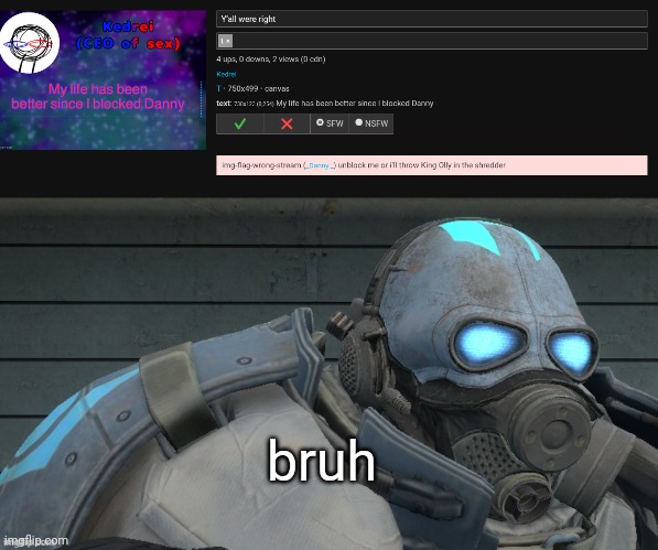 bruh | image tagged in wallhammer | made w/ Imgflip meme maker