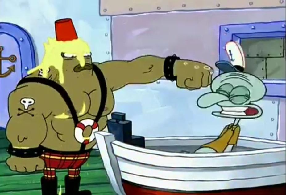 Squidward punched Blank Meme Template
