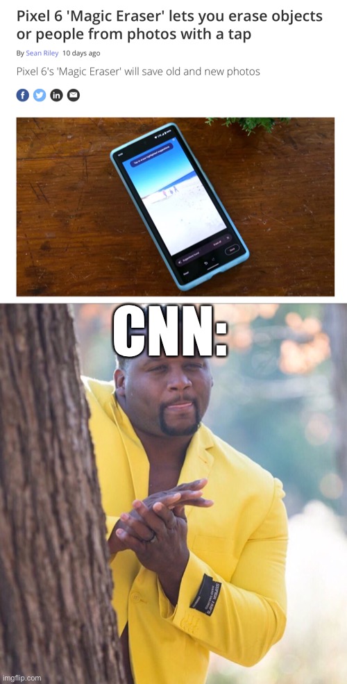 fake news media gets some easy help from tech | CNN: | image tagged in black guy hiding behind tree,funny,politics,cnn,fake news,camera | made w/ Imgflip meme maker
