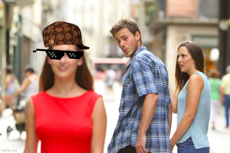 deal with it | image tagged in memes,distracted boyfriend | made w/ Imgflip meme maker