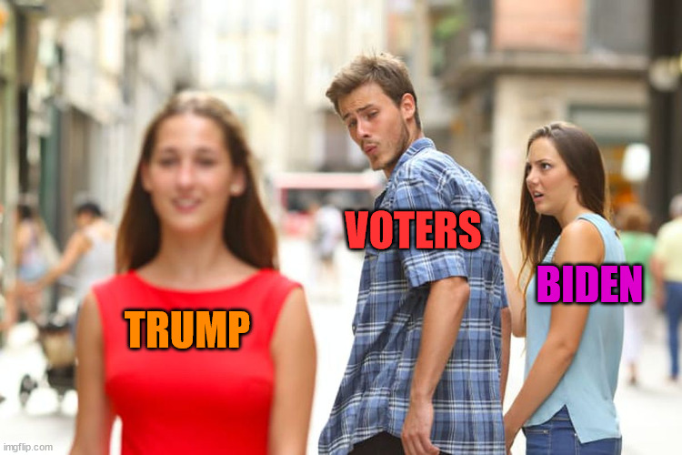 Distracted Boyfriend | VOTERS; BIDEN; TRUMP | image tagged in memes,distracted boyfriend | made w/ Imgflip meme maker