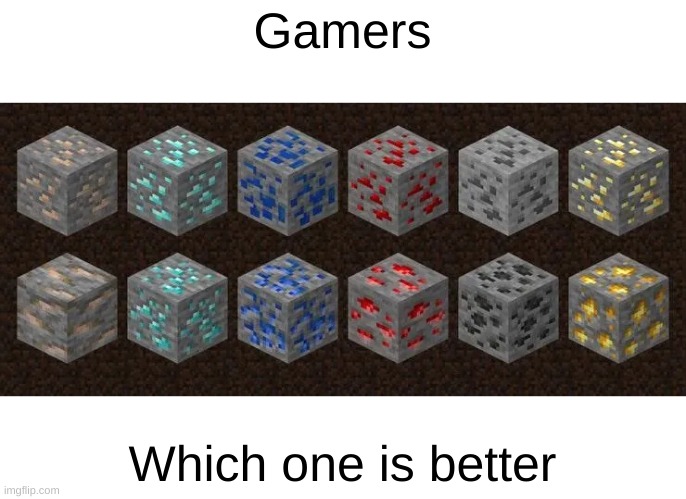 This is very late | Gamers; Which one is better | image tagged in mincraft | made w/ Imgflip meme maker