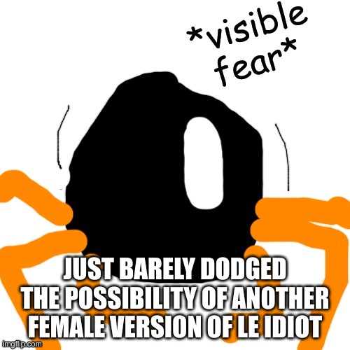 .:,| | JUST BARELY DODGED THE POSSIBILITY OF ANOTHER FEMALE VERSION OF LE IDIOT | made w/ Imgflip meme maker