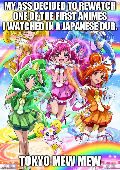 I'm fucken weird | MY ASS DECIDED TO REWATCH ONE OF THE FIRST ANIMES I WATCHED IN A JAPANESE DUB. TOKYO MEW MEW | image tagged in glitter force ecstatic fun | made w/ Imgflip meme maker