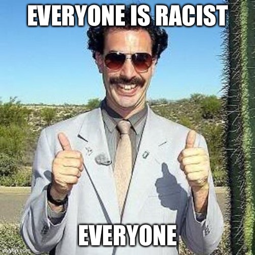 Yay | EVERYONE IS RACIST EVERYONE | image tagged in yay | made w/ Imgflip meme maker