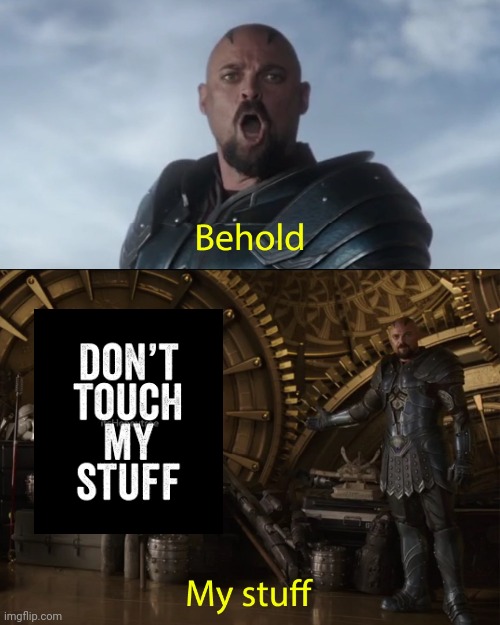 Skurge | image tagged in behold my stuff,skurge,mcu,nerdy,geeky | made w/ Imgflip meme maker