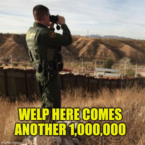 Border patrol | WELP HERE COMES ANOTHER 1,000,000 | image tagged in border patrol | made w/ Imgflip meme maker