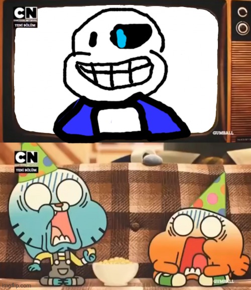 Gumball shocked after watching tv | image tagged in gumball shocked after watching tv,sans,undertale,the amazing world of gumball | made w/ Imgflip meme maker