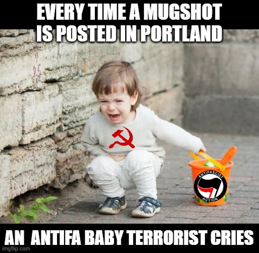 Terrorist Tears... | EVERY TIME A MUGSHOT IS POSTED IN PORTLAND; AN  ANTIFA BABY TERRORIST CRIES | image tagged in antifa,portland | made w/ Imgflip meme maker