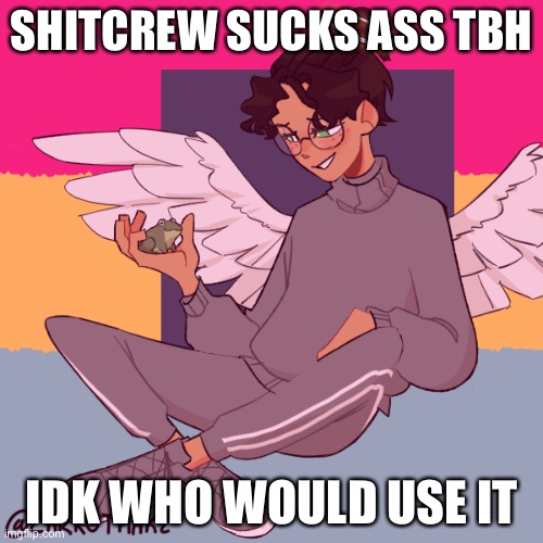 Cinny ShitCrew | SHITCREW SUCKS ASS TBH; IDK WHO WOULD USE IT | image tagged in cinny shitcrew | made w/ Imgflip meme maker