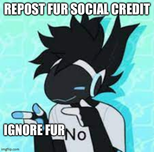 protogen no point | REPOST FUR SOCIAL CREDIT; IGNORE FUR | image tagged in protogen no point | made w/ Imgflip meme maker