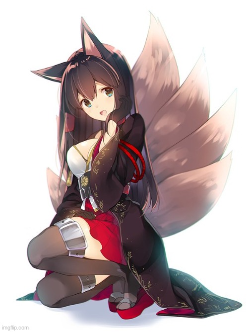 just a 9-tail foxgirl to brighten your day, credit to hatori-piyoko | image tagged in anime | made w/ Imgflip meme maker