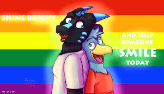Found this on Google! (Adler the Eagle & Blaze the Dragon) | image tagged in furry,lgbtq,pride | made w/ Imgflip meme maker