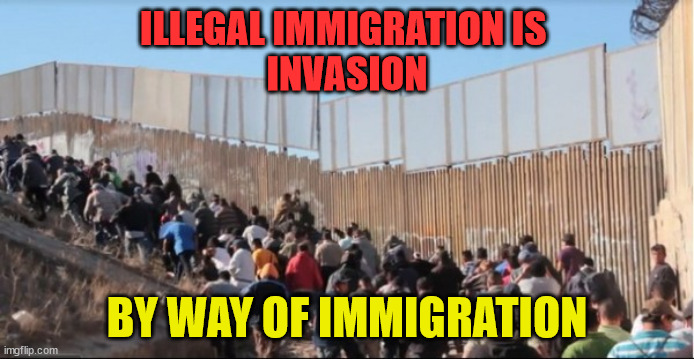Illegal Immigrants | ILLEGAL IMMIGRATION IS 
INVASION; BY WAY OF IMMIGRATION | image tagged in illegal immigrants | made w/ Imgflip meme maker