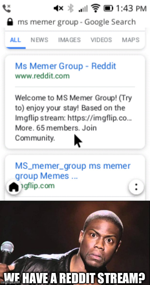 WE HAVE A REDDIT STREAM? | image tagged in kevin heart idiot | made w/ Imgflip meme maker