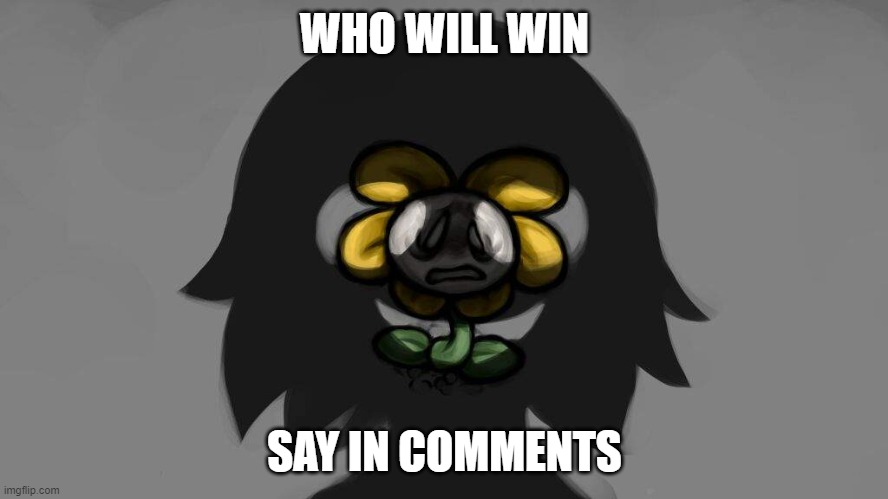  WHO WILL WIN; SAY IN COMMENTS | image tagged in comments,comment,comment section,chara,flowey,omega flowey | made w/ Imgflip meme maker