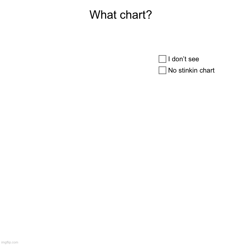 What chart? | No stinkin chart, I don’t see | image tagged in charts,pie charts | made w/ Imgflip chart maker