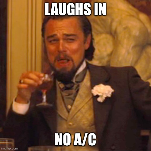 Laughing Leo Meme | LAUGHS IN NO A/C | image tagged in memes,laughing leo | made w/ Imgflip meme maker