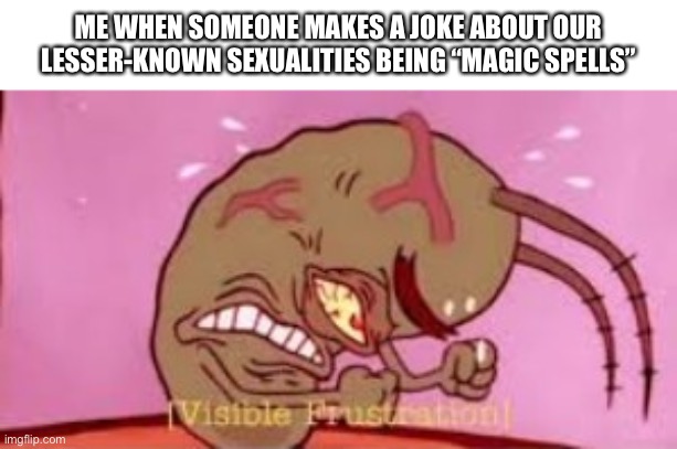 Visible Frustration | ME WHEN SOMEONE MAKES A JOKE ABOUT OUR LESSER-KNOWN SEXUALITIES BEING “MAGIC SPELLS” | image tagged in visible frustration | made w/ Imgflip meme maker