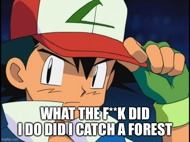 Ash catchem all pokemon | WHAT THE F**K DID I DO DID I CATCH A FOREST | image tagged in ash catchem all pokemon | made w/ Imgflip meme maker