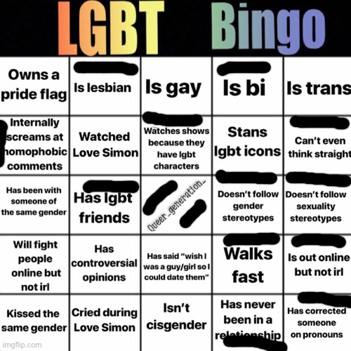 Lgbtq bingo | image tagged in lgbtq bingo,lgbtq,lesbian,lgbt | made w/ Imgflip meme maker